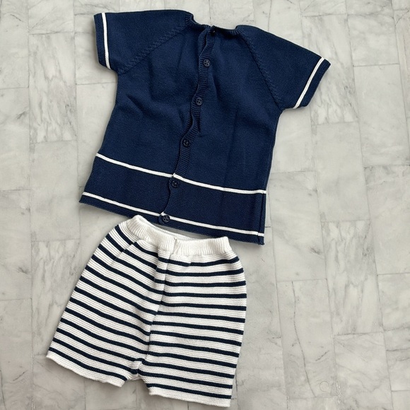 Paz Rodríguez Baby Boy’s Blue & White Cotton Knitted Shorts Set - Picture 5 of 12